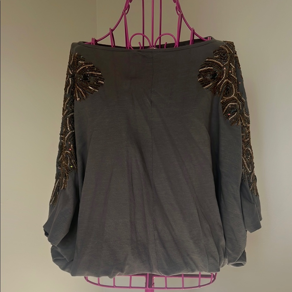 Embellished Gray Women's Top